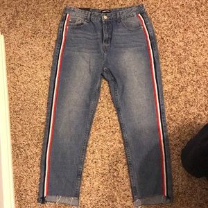 Striped high waisted jeans